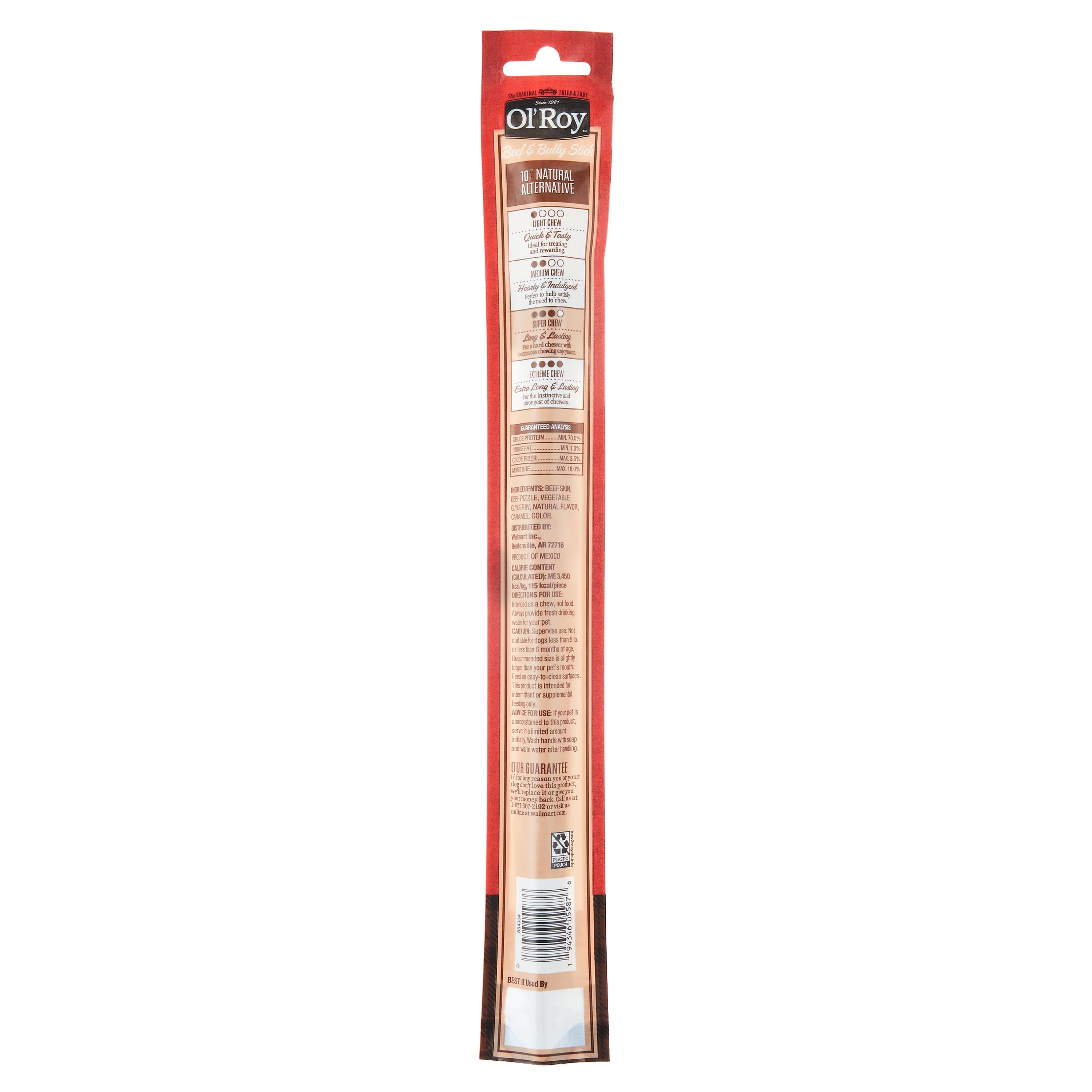 (24 pack) Ol' Roy Beef and Bully Stick, 10" Natural Alternative