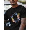 thumbnail image 2 of Camiseta de manga corta con estampado de estrella de mar, flor y coco para hombre, cuello redondo, temática oceánica de verano., 2 of 8