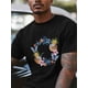 thumbnail image 2 of Camiseta de manga corta con estampado de estrella de mar, flor y coco para hombre, cuello redondo, temática oceánica de verano., 2 of 8