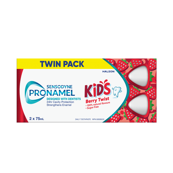 Sensodyne Pronamel Kids, 24hr Cavity Protection, Berry Twist Flavour, 100% Natural flavours, Twin Pack 2 x 75ml
