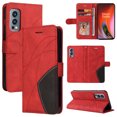 thumbnail image 1 of Compatible OnePlus Nord 2 5G Case, Leather Wallet Case Stand View Magnetic Clasp Book Flip Folio Phone Cover - Red, 1 of 5