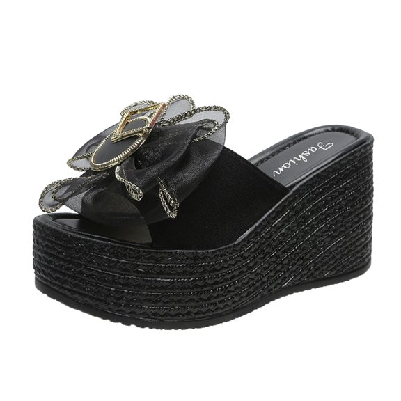 Clearance VerPetridure Sandals Women's Sandals Summer Casual Peep Toe High Chunky Wedge Heels Shoes Lace Bow Sandals