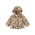 thumbnail image 3 of Hrsba Boys Girls Winter Outerwear Coats,Casual Jacket for Kids,Winter Girls Leopard Print Sweater Jacket Ears Hooded Zipper Waist Thickened European And Children's Clothing,Beige,90, 3 of 4