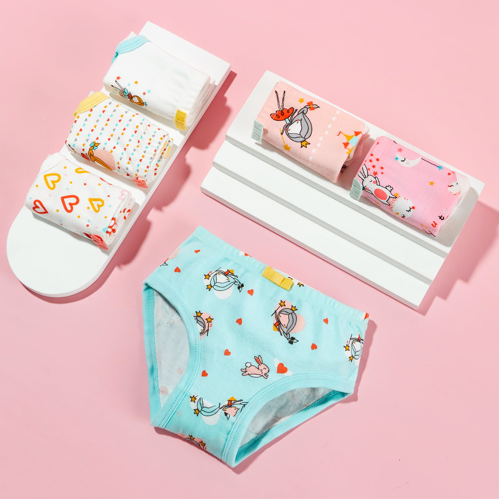 mijaja 6Pcs Girls' Pure Cotton Brief Underwear for Toddler 2-3 Years -  Fairies,Mermaid,Stars