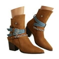thumbnail image 1 of Mepaouo Women's Heeled Ankle Boots Pointed Toe Western Riding Booties Cowboy Cowgirl Buckle Short Boot, 1 of 9