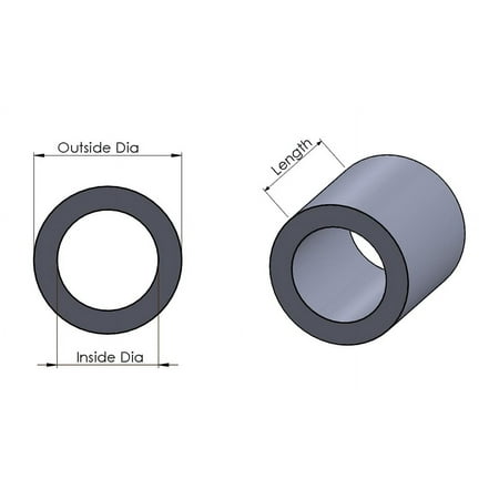 

Aluminum Spacer 1/2 OD X 5/16 ID X Choose Your Length Round Spacer Unthreaded Standoff Bushing Plain Finish Fits Screws Bolts 5/16 Or M8 By Metal Spacers Online (1 Length 250 Pack)