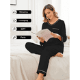 thumbnail image 4 of ANLIQI Women's Pajama Sets 100% cotton Long Sleeve Shirt and Pants Sleepwear Nightwear Soft Pjs Lounge Sets(Black, Medium), 4 of 8