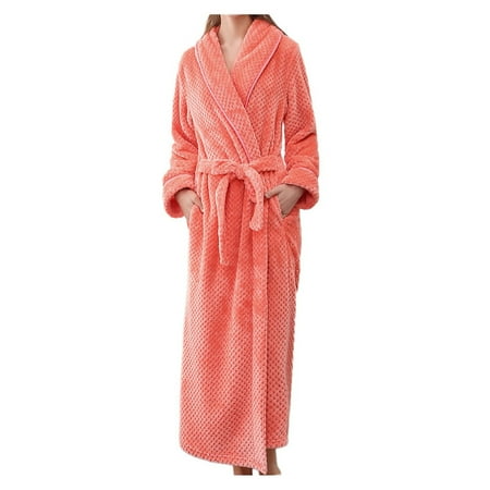 

TAIAOJING Women s Robe Bathrobe Solid Coat Sleeved Long Clothes Winter Lengthened Splicing Home Color