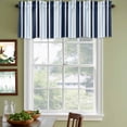 thumbnail image 4 of Navy Blue Valances for Windows, Decorative Rod Pocket Window Valance Curtains, Modern White Geometric Vertical Stripes Short Curtain Drapes for Kitchen/Bathroom/Living Room, 2 Panels, 54" W x 18" L, 4 of 8
