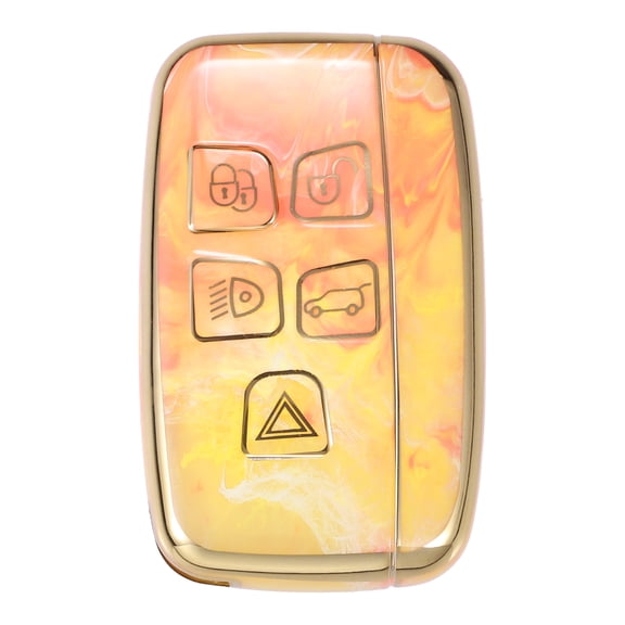 Unique Bargains Car Key Fob Cover 5 Button Remote Key Fob Case for Range Rover Evoque Sport for Jaguar,Orange