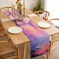 thumbnail image 6 of Orange Purple Flowers Cotton Linen Table Runner for Dining Kitchen, Spring Oil Painting Nature Landscape Wedding Outdoor Party Tablerunners, Dresser Scarf Coffee Tablecloth Runners 13x36 Inches, 6 of 9