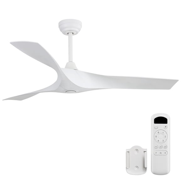 Sofucor 52 Inch No Light Ceiling Fan, Matte White 3 ABS Blades Ceiling Fan with Remote Control, Quiet Reversible DC Motor, Indoor Modern Ceiling Fan for Living Room Bedroom