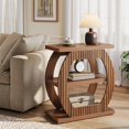 thumbnail image 4 of Tribesigns 26" Side Table, 3-Tier Rectangle End Table with Storage Shelves, Tall Narrow Nightstand for Living Room, Bedroom, Brown, 4 of 5
