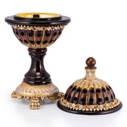 AM Lux Globe Incense Burner - Traditional Cone Bakhoor & Incense Holder, Brown, 1 Count, 1 Pack