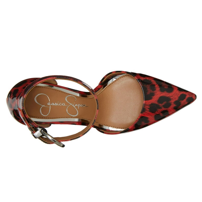Jessica Simpson Waldin Red Combo High Stiletto Pointed Ankle Strap