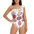 thumbnail image 2 of Watercolor Anatomy Collection One Piece Swimsuit Women Ruffle Monokini Shoulder Swimsuit Bathing Suit Swim Wear Human Heart, 2 of 5