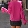 thumbnail image 4 of CHUMUD Blouses for Women V Neck Ruffle Trim Flounce Sleeve Blouse Top 2025 Fall Outfits, 4 of 4