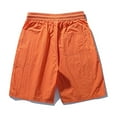 thumbnail image 3 of HOOMEUMY Men's Summer Shorts Quick Dry Sports Gym Beach Shorts with Pockets Lightweight Breathable Drawstring Elastic Waist Solid Color Running Workout Shorts Orange 10, 3 of 3