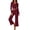 Red, variant on Womens Pajama Sets 2 Piece Outfits Matching Lounge Set Cozy Knit Pajamas Loungewear Fall Winter Clothes Long Sleeve Top Wide Leg Pants Sleepwear