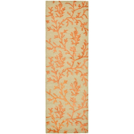 SAFAVIEH Soho Azalea Floral Wool Runner Rug, Green/Gold, 2'6" x 8'