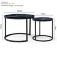 thumbnail image 3 of HUJHKIO Nesting Coffee Table Set of 2, Round Modern Industrial Side Tables, Metal Frame Nightstand for Living Room Bedroom Apartment, Small Space Accent Table Centerpiece Desk, Black, 3 of 7