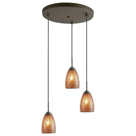 Pemberly Row 3-Light Glass Cluster Pendant in Bronze/Mosaic Amber