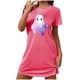 thumbnail image 2 of Camisón corto de talla grande para mujer, camisón de manga corta con estampado de pecho a la moda, camisón para mujer, 2 of 5