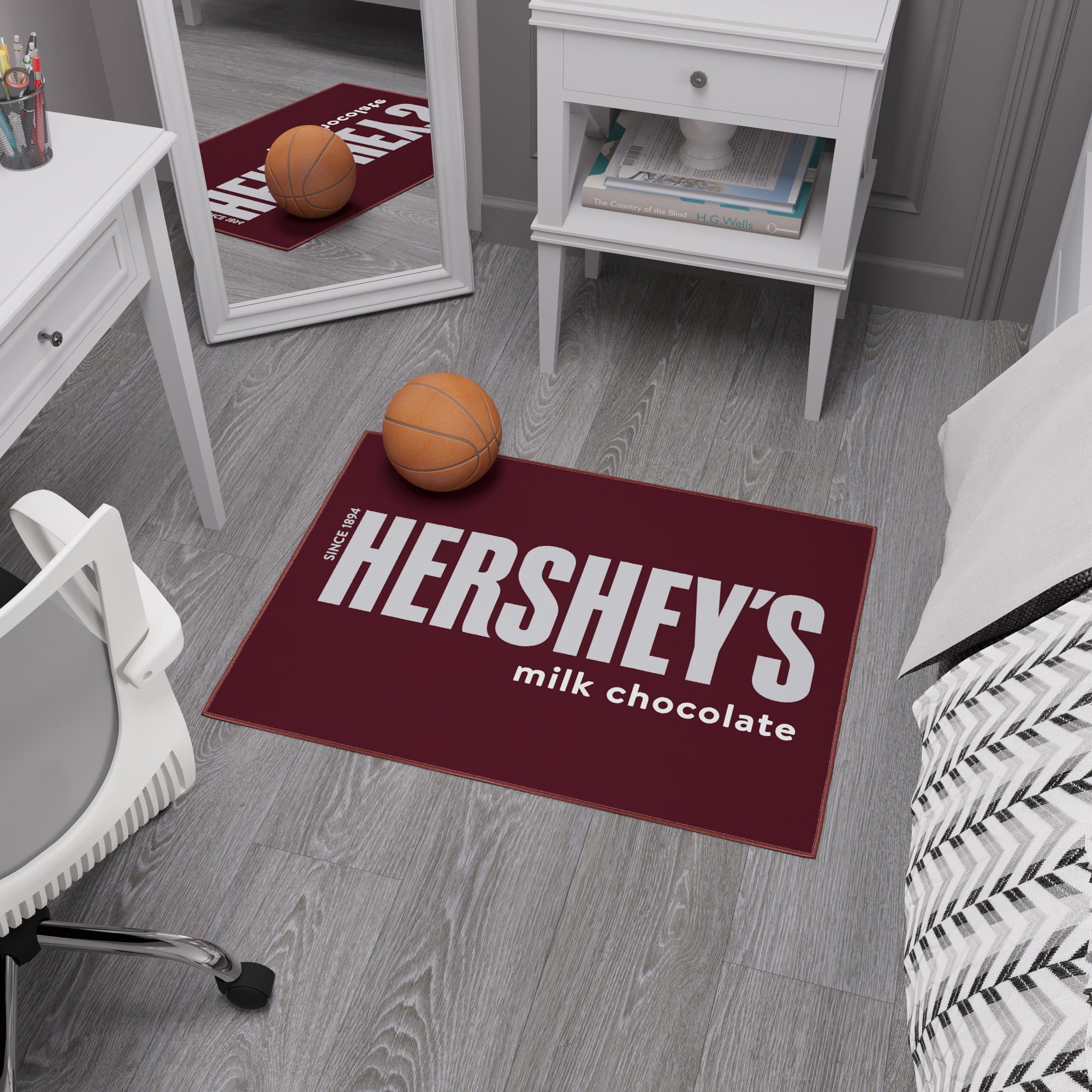 Ottomanson Hershey Logo Machine Washable Non-Slip Rubberback 2x3 Area Rug, 2'3" x 3', Brown