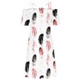 thumbnail image 4 of Moda mujer casual sexy hombro frío impresión verano manga corta vestido Fridja  bnh753, 4 of 4