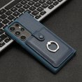thumbnail image 6 of Compatible with Samsung Galaxy S21 Ultra Wallet Phone Case,360°Rotation Finger Ring Holder Kickstand,with Card Holder,Lychee Pattern PU Leather Durable Shockproof Rugged Phone Case,Blue, 6 of 12