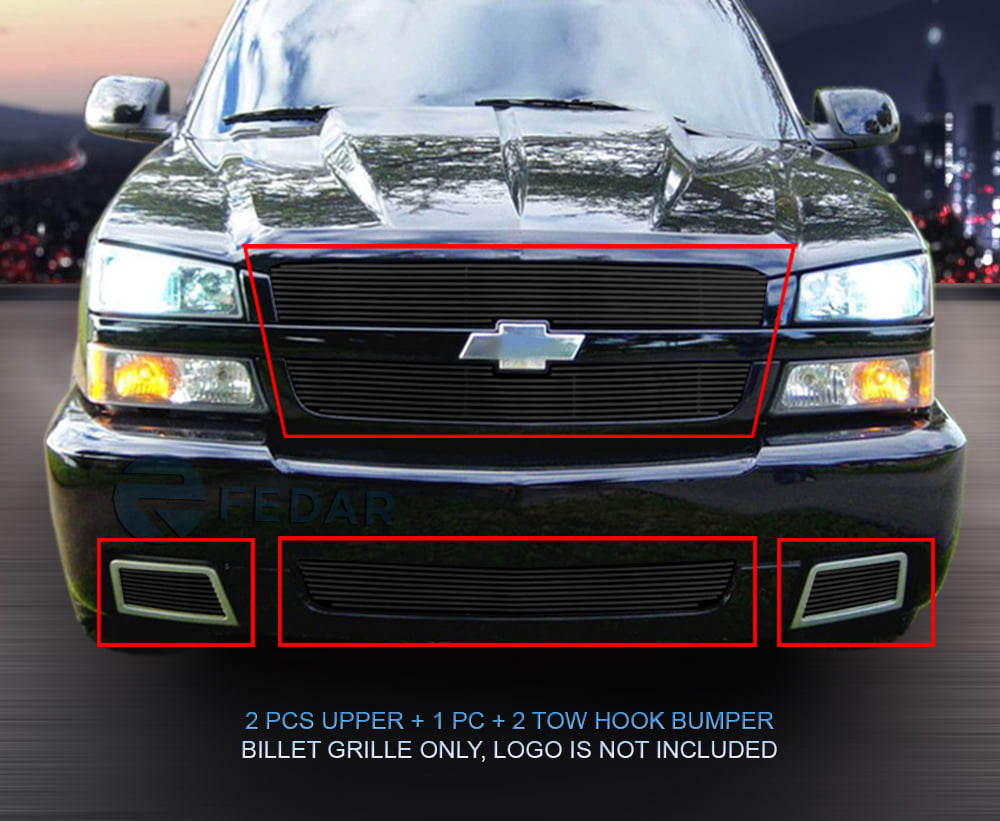 Fedar Billet Grille Insert Combo For 2003-2006 Chevy Silverado 1500SS-Black  