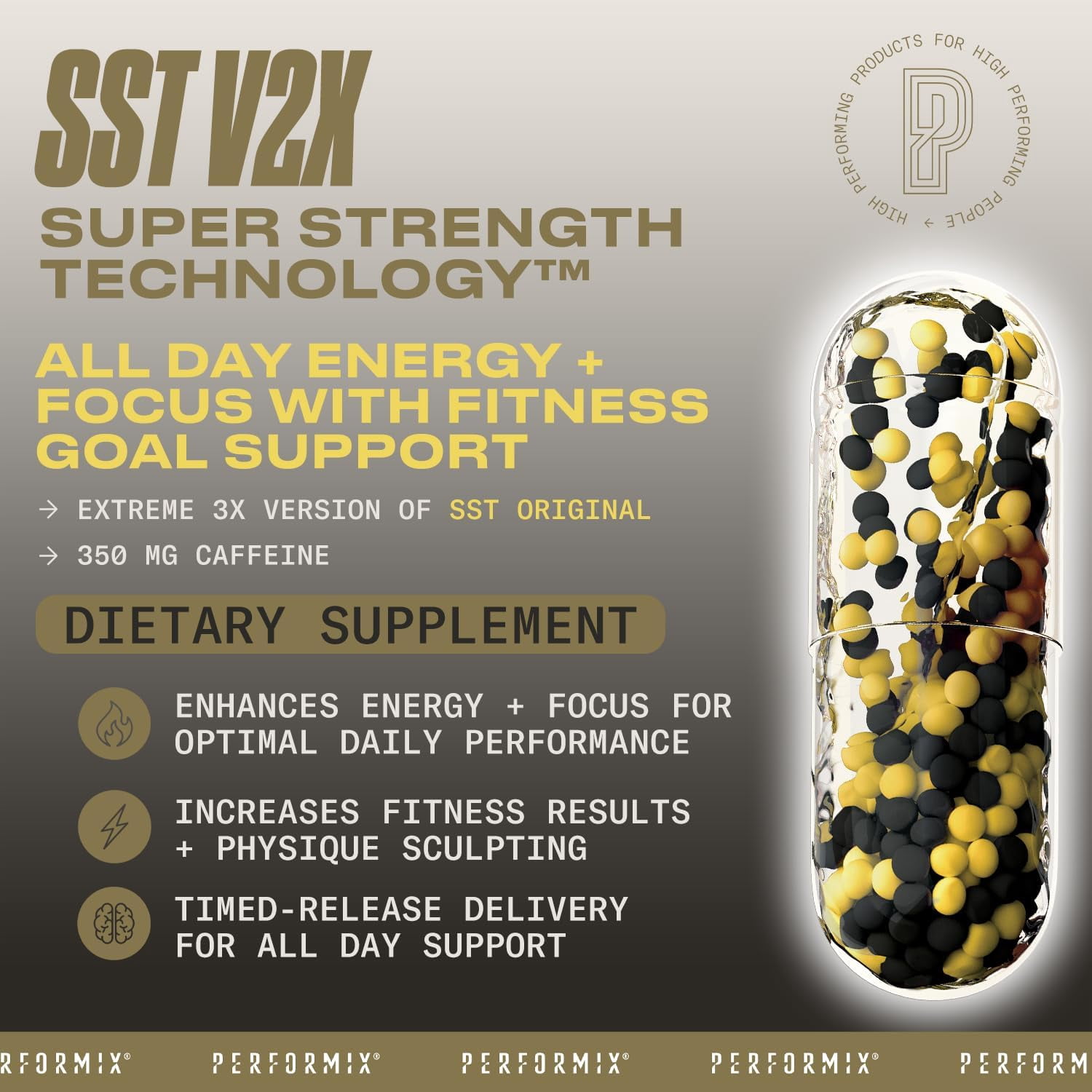 Performix SST V3X - 60 Capsules - Dietary Supplement for Supercharged Energy, Intense Mental Focus and Fast Metabolism - Caffeine, Dynamine, and Teacrine - 3X Longer Lasting