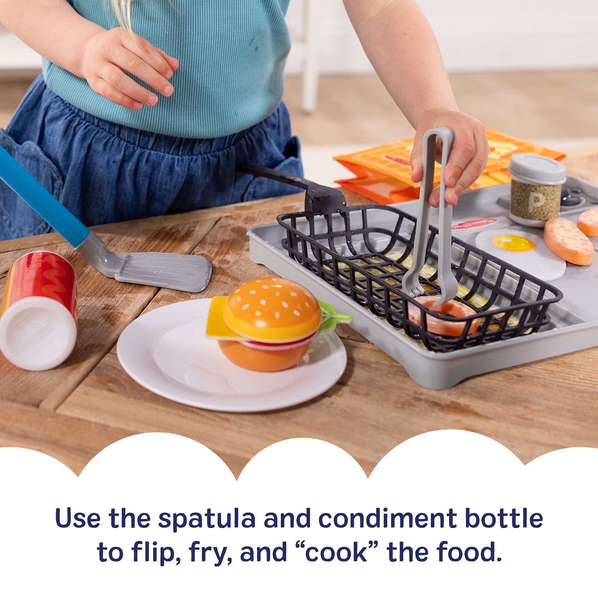 Melissa & Doug Flip & Fry Grill Play Set with Water WOW!® Color Reveal Play Food Preschool Toy Ages 3+