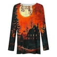 thumbnail image 3 of Womens Halloween Shirts Casual Long Sleeve Black Cat Printed Halloween Sweatshirts for Women Crew Neck Tunic Tops, 3 of 4
