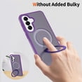 thumbnail image 2 of Asuwish Phone Case for Samsung Galaxy A57 5G Tempered Glass Screen Protector Magnetic Folding Stand Frosted Translucent Rugged Shockproof Protective Cell Cover A 57 57A LTE Women Men Deep Purple, 2 of 6