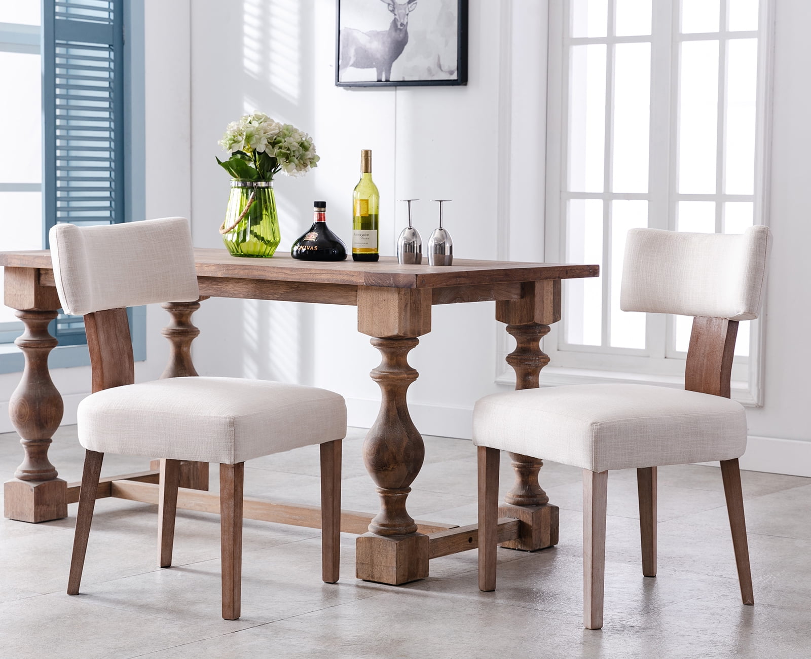 Guyou Elegant Upholstered Dining Chairs Set Of Two With Wooden Legs