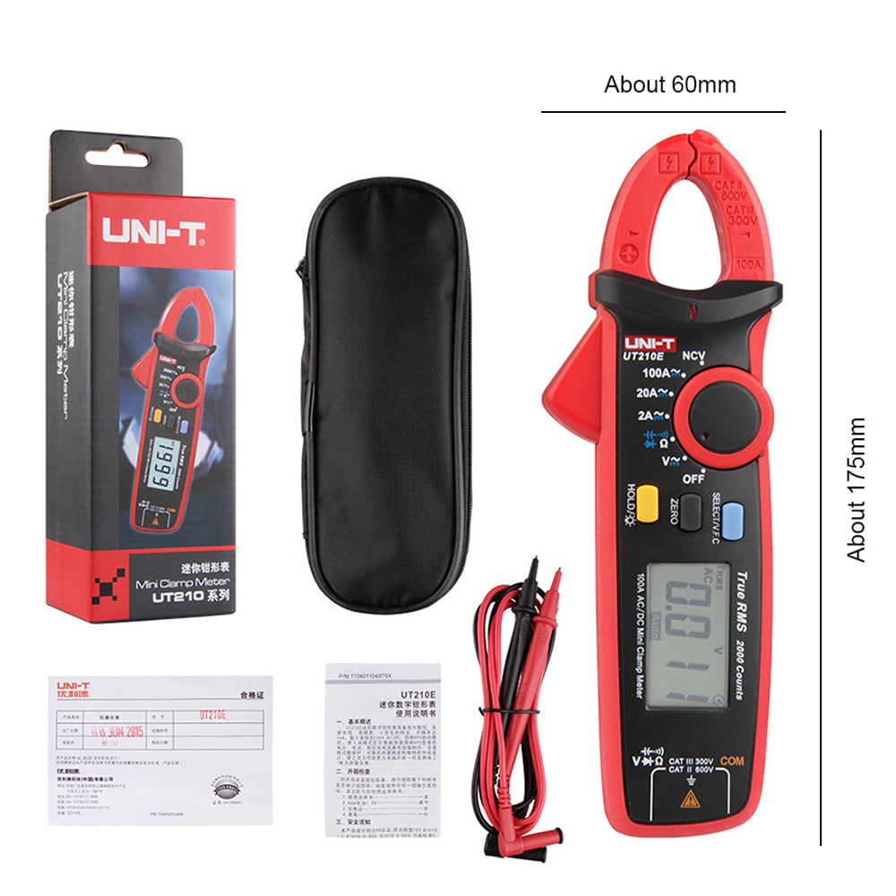 UNI-T UT210E Digital Handheld Clamp Multimeter Tester DMM Voltmeter AC DC Meter 