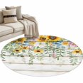 thumbnail image 6 of Sunflower Round Rug 3ft Washable Circle Entryway Rugs Non Slip Summer Botanical Pastoral Wooden Yellow Green Area Rug Indoor Floor Carpet for Bedroom Kitchen Living Room Office Dining Room Nursery, 6 of 8