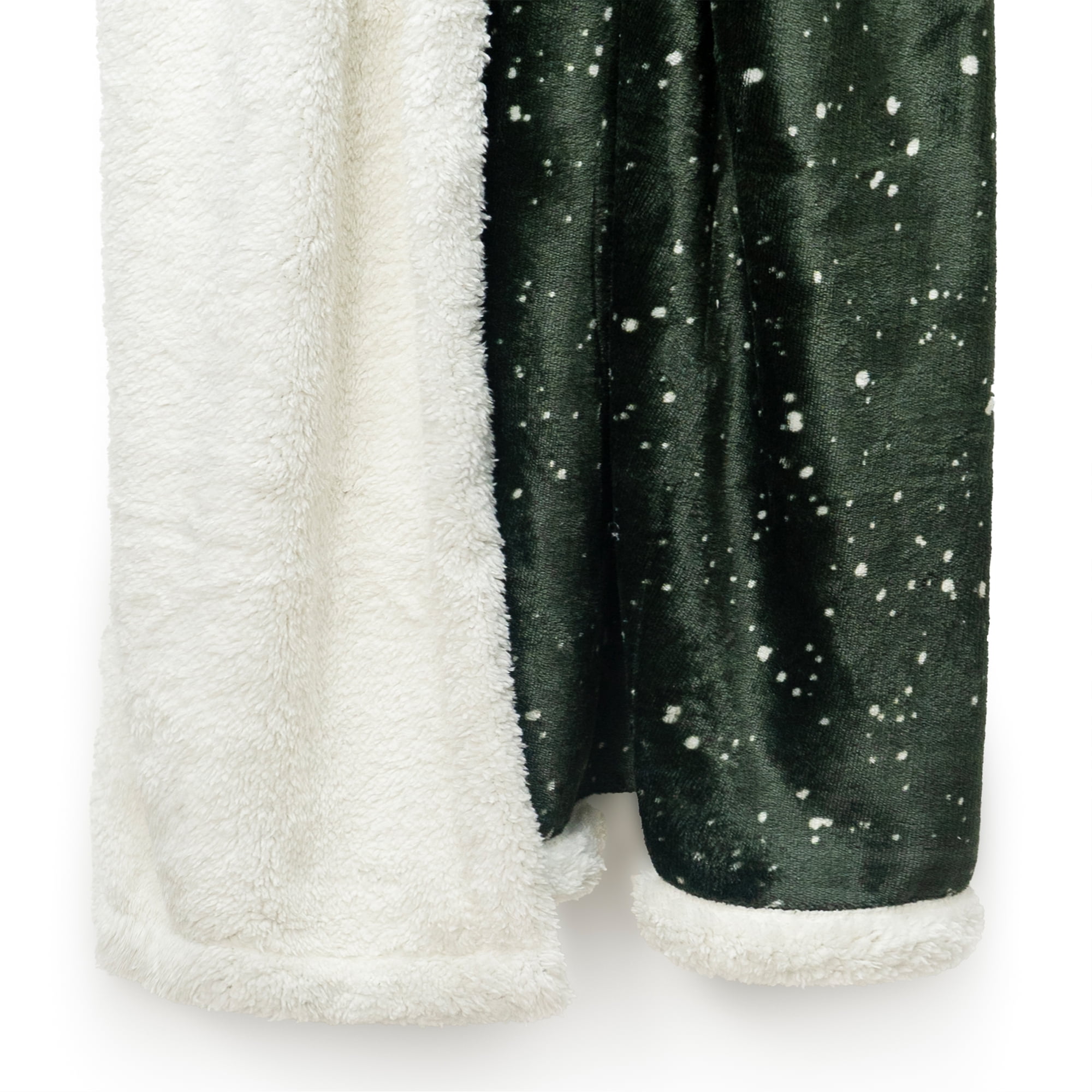 Americanflat 50x60 Printed Fleece and Reverse Sherpa Throw Blanket - Speckle Pattern - Reversible Design - Cozy Comfort for Couch or Bed - Green