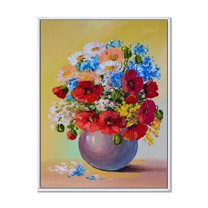 Designart 'Still Life A Bouquet Of Blue and Red Flowers' Traditional Framed Canvas Wall Art Print