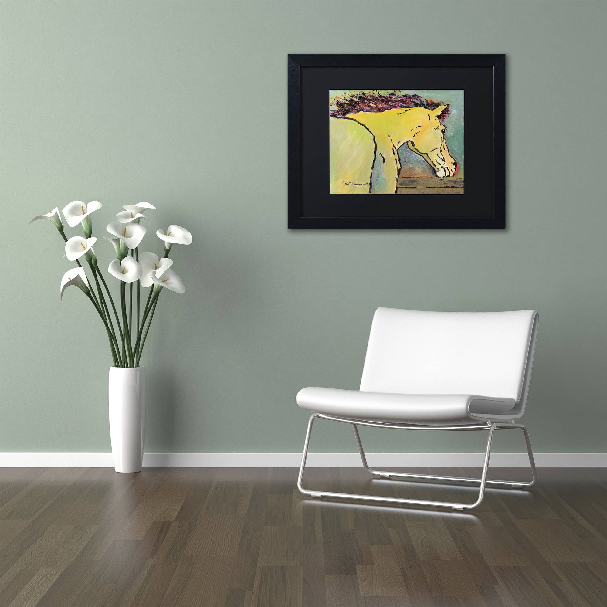 Trademark Fine Art "Waiting for Sunrise" Canvas Art by Pat Saunders-White, Black Matte, Black Frame