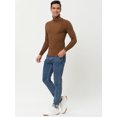 thumbnail image 4 of Suéteres de cuello alto para hombre Suéter de punto ajustado con cable acanalado de invierno marrón L Unique Bargains Sweater, 4 of 6