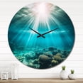 thumbnail image 3 of Designart "Coral Beneath the Waves V" Coastal Oversized Wall Clock, 3 of 5