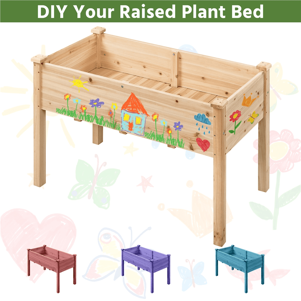Alden Design Wooden Outdoor Rectangular Raised Bed Planter Box, 47.51″ L × 23.51″ W × 30.05″ H