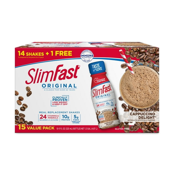SlimFast Original Read to Drink Meal Replacement Shakes, Cappuccino