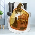 thumbnail image 4 of Hen and Chicks Soft Flannel Fleece Throw Blanket, Retro Countryside Design with Farm Rooster, Cozy Plush for Indoor and Outdoor Use, 50" x 60", Cinnamon Chocolate, by Ambesonne, 4 of 5