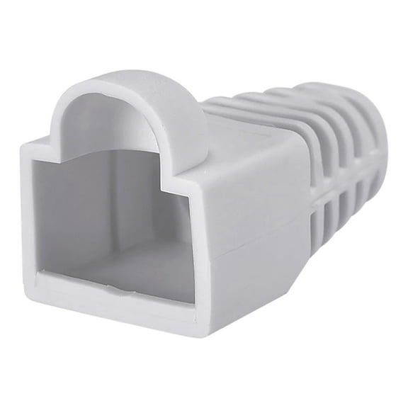 Grey 6mm Hole Dia RJ45 Boots Cover Anti Dust Plastic Protector for Network Cable Cat5 Cat5E Cat6 100Pcs