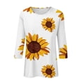 thumbnail image 3 of ZHENHONG Graphic Tees for Women, Women's Fashion Casual Floral Stripe Print Three Quarter Sleeve T Shirt Going Out Tops, 3 of 5
