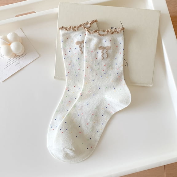 Warop Women's Ruffled Crew Socks with Bow Details, Soft and Comfortable for Casual Daily Wear