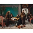 thumbnail image 2 of Italian School 24x19 Black Ornate Framed Double Matted Museum Art Print Titled: Christopher Columbus at the Monastery of Rabida (19th Century), 2 of 5